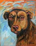 APitt Bullmix with a Chesapeake Bay Retriever makes a handsome pet portrat.