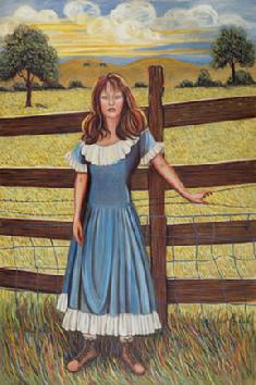 Definetly a captivating stance ,this painting of a woman projects much mystery.
