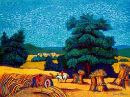 Warm colors and interesting brush strokes makes this a favorite foe any den or living room or office.