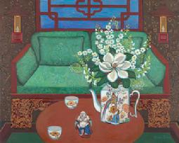 This oriental Loveseat took artist Jessica Kolesar 8 weeks to complet this work of art .