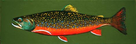 This beautiful Adirondak trout original oil *x24 inches on a gallery wrap canvas and the edge is painted in a snappy contrasting color ocean blue. This painting is read to hang no need to frame.