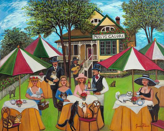 The ultimate Kitty hangout , an afternoon luncheon outside with their admirers.